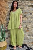 Lina Linen Blend Smock Over Shirt Washed Olive